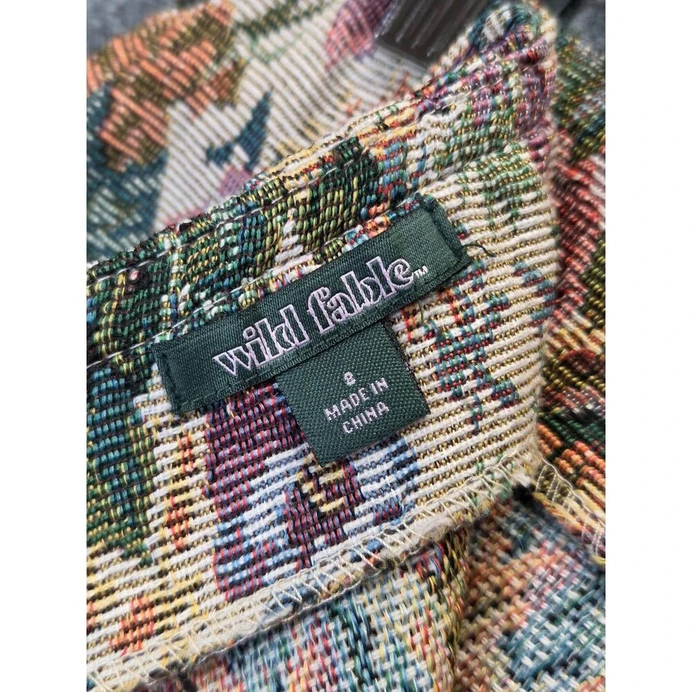 Wild Fable Skirt Womens 8 Multicolor Floral Tweed A-Line Mini Front Slit Zip